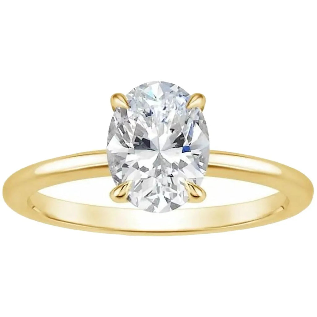 Gold Plated Oval Cubic Zirconia Women's Wedding Engagement Ring Sizes 5-10