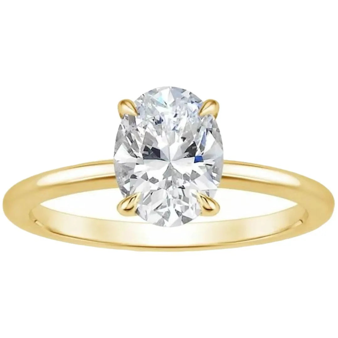 Gold Plated Oval Cubic Zirconia Women's Wedding Engagement Ring Sizes 5-10