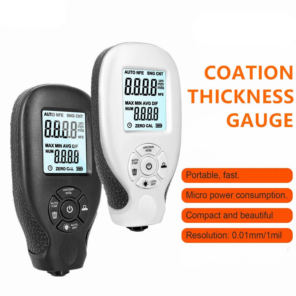 JUANJUAN Car Paint Coating Thickness Gauge 0-2000um LCD Display Manual Tester