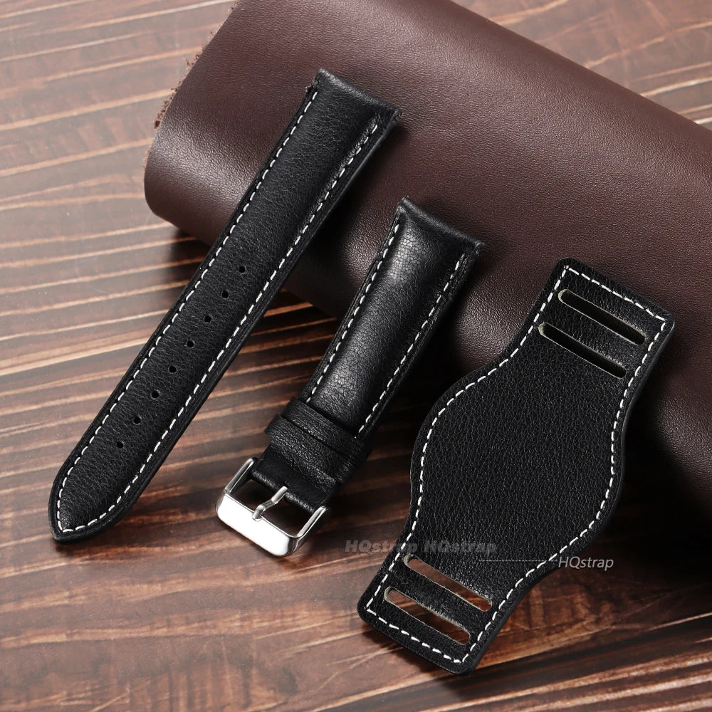 CowLost | product_id-vintage-handmade-cowhide-leather-watch-strap-18-22mm-for-seiko-black-brown-coffee-replacement-wristband |10