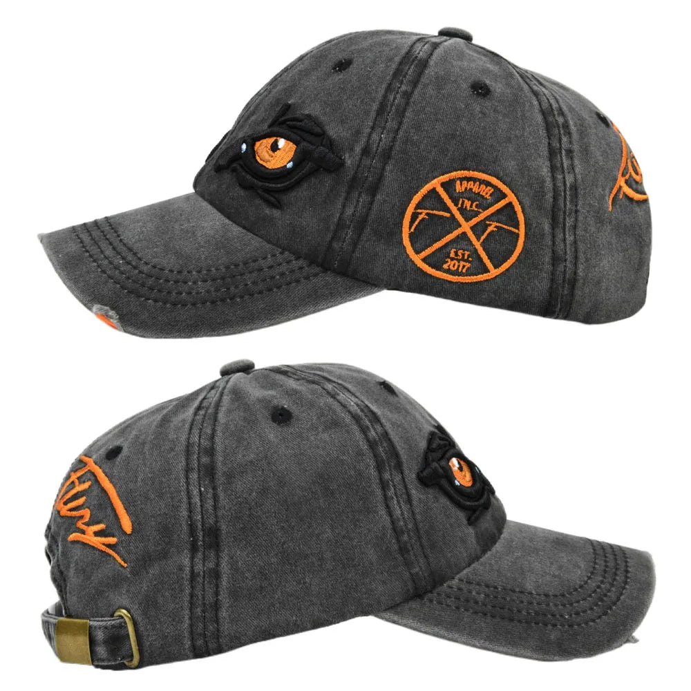 CowLost | washed-cotton-baseball-caps-for-women-men-eagle-eye-embroidery-snapback-hat |3