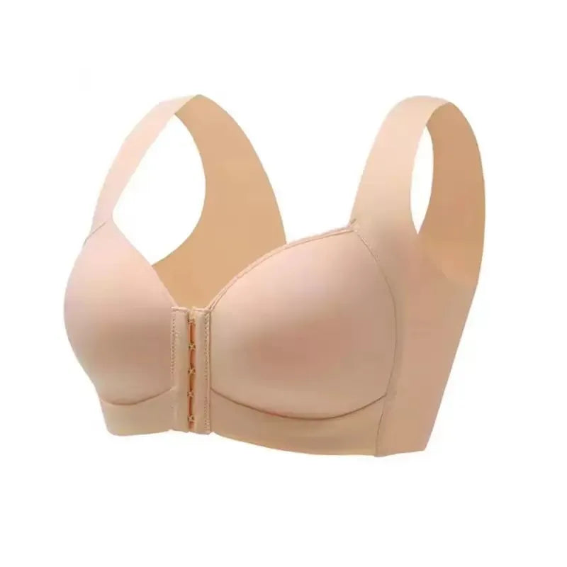 CowLost | large-size-seamless-womens-front-button-bra-vest-style-fixed-cup-comfortable-all-day-wear-breast-shrinking-underwear |1