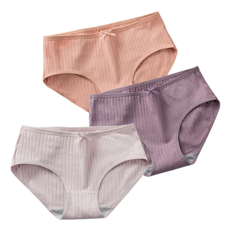 CowLost | product_id-3pcs-women-low-waist-solid-briefs-breathable-cotton-panties |20