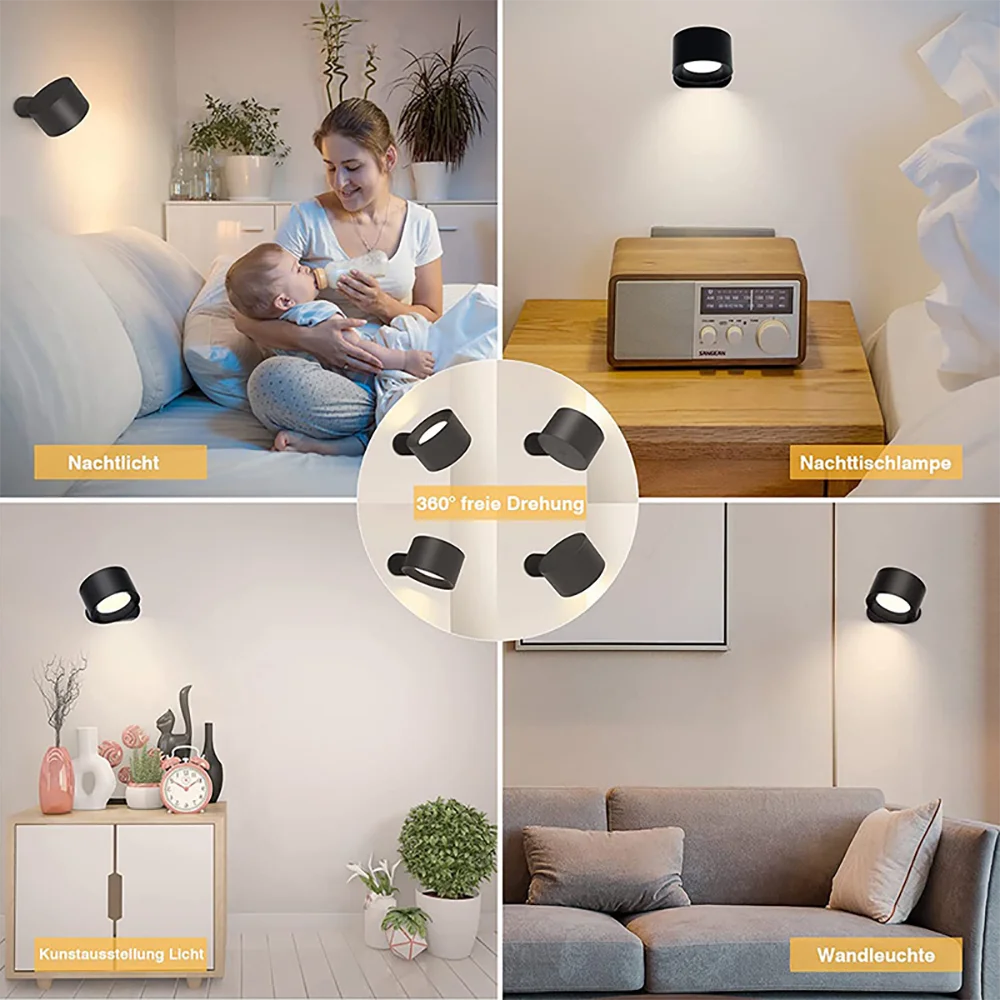 CowLost | product_id-kfvc-usb-rechargeable-led-wall-lamp-360-rotatable-touch-remote-wireless-night-light-for-bedroom-bedside-reading |3