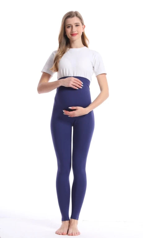 CowLost | product_id-high-waist-maternity-leggings-with-belly-support-skinny-knit-pants |10