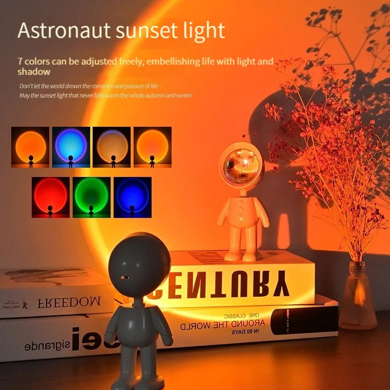 CowLost | product_id-usb-rechargeable-led-astronaut-sunset-rainbow-projection-night-light-with-touch-control |10