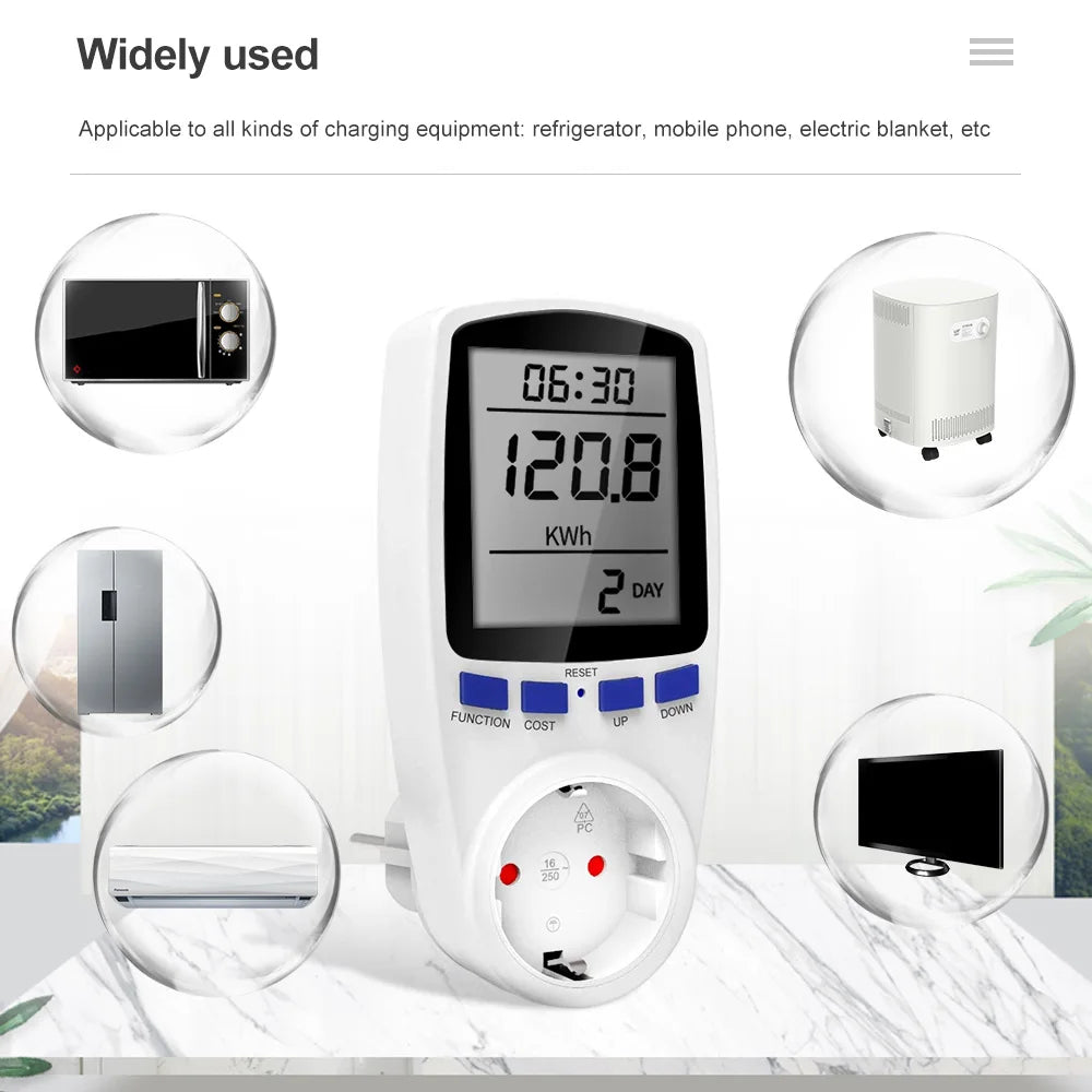 Digital LCD Wattmeter Power Meter Socket 110-240V EU UK US AU Plug Energy Monitor