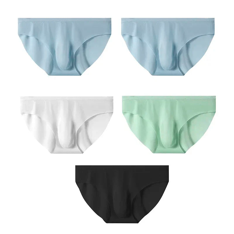 CowLost | 5-pairs-lot-mens-ice-silk-seamless-briefs-summer-transparent-quick-drying-underwear |25