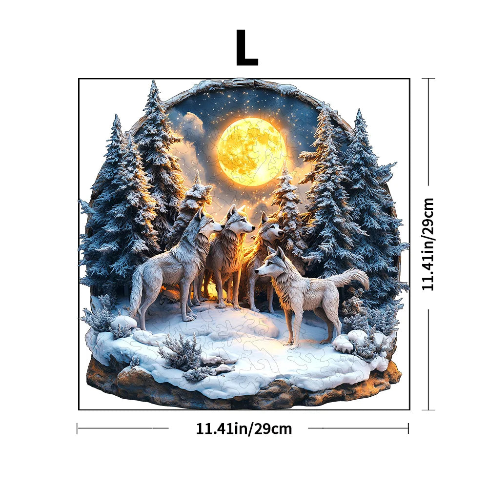CowLost | 3d-wooden-puzzle-enchanted-wolf-forest-premium-craft-fun-a-gift-for-your-lover-home-decoration-craft-pendant |7