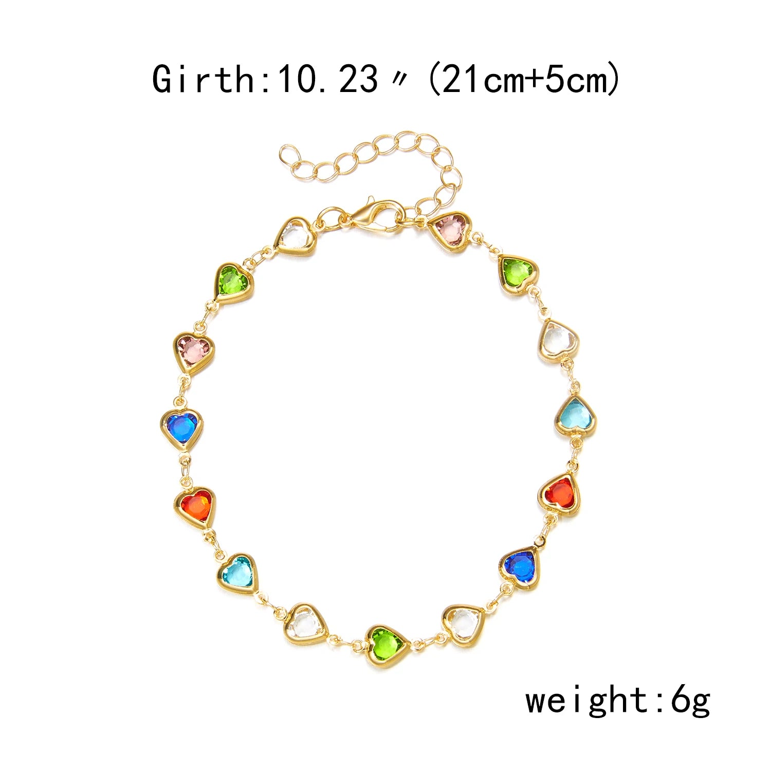 CowLost | exquisite-rainbow-zircon-heart-choker-necklace-for-women-korean-crystal-gold-color-metal-chain-collar-girls-party-beach-jewelry |14