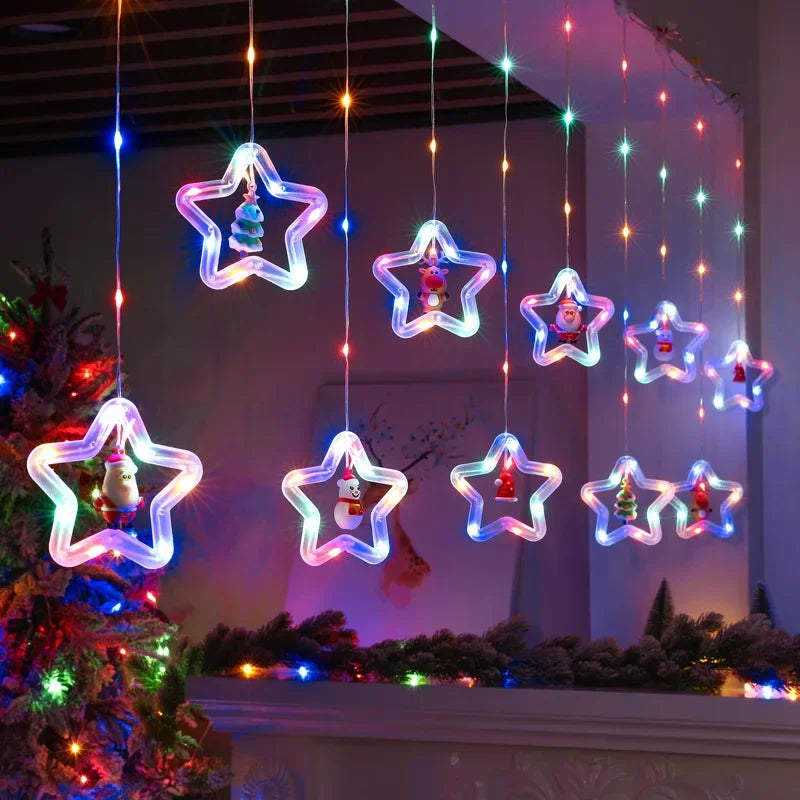 CowLost | product_id-led-usb-christmas-star-santa-curtain-string-lights-for-bedroom-and-living-room |2