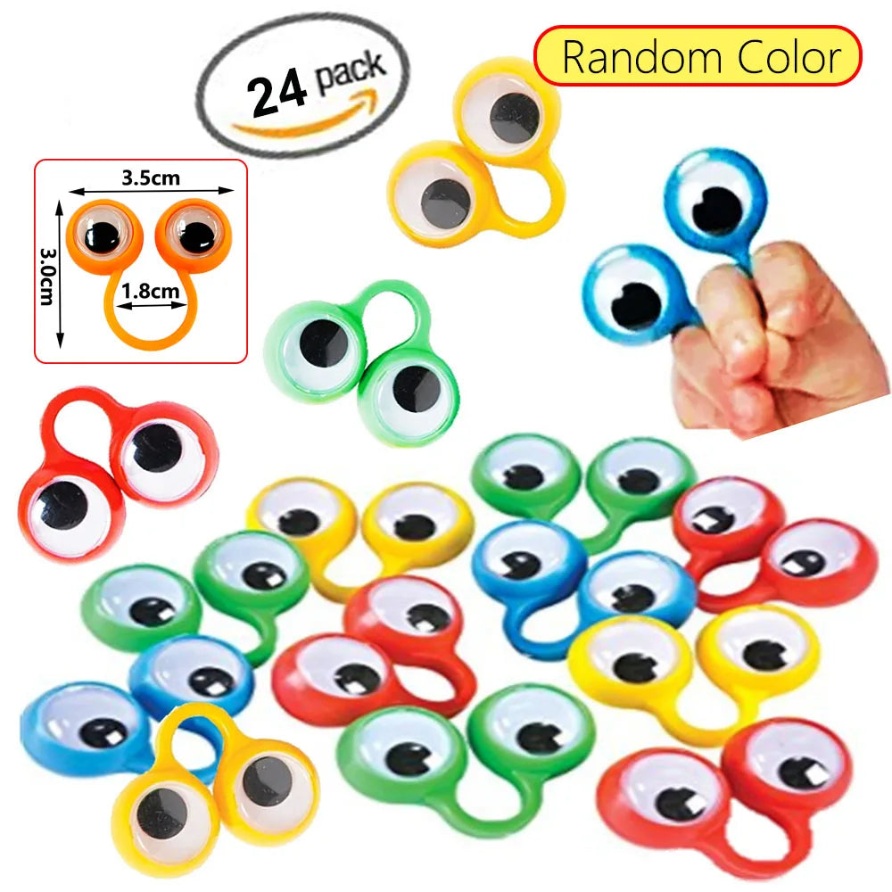 24Pcs Eye Finger Puppet Rings with Wiggle Eyes for Kids Party Favors and Halloween Gift