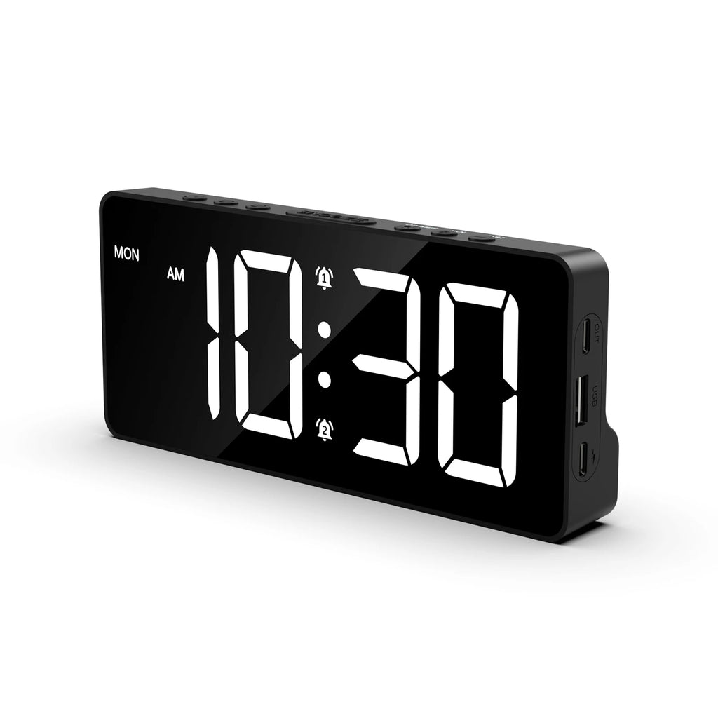 AMIR Digital Alarm Clock Large LED Display with 4 Alarm Modes, Snooze, DST, 12/24H for Bedroom & Office