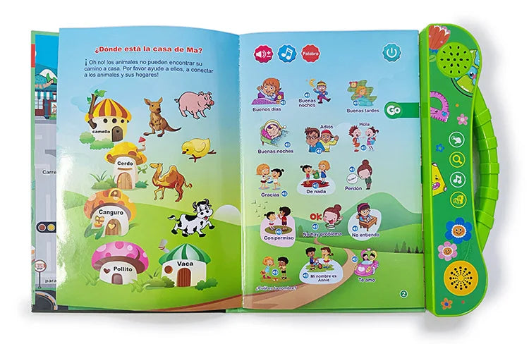 Spanish Talking Sound Education Book with 4 Games and English Stories for Children Ages 5-8