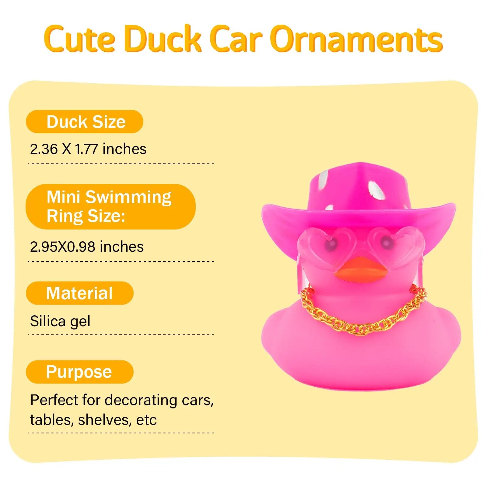 CowLost | product_id-car-cowboy-rubber-duck-dashboard-ornament-with-hat-heart-glasses-and-chain-pink |2