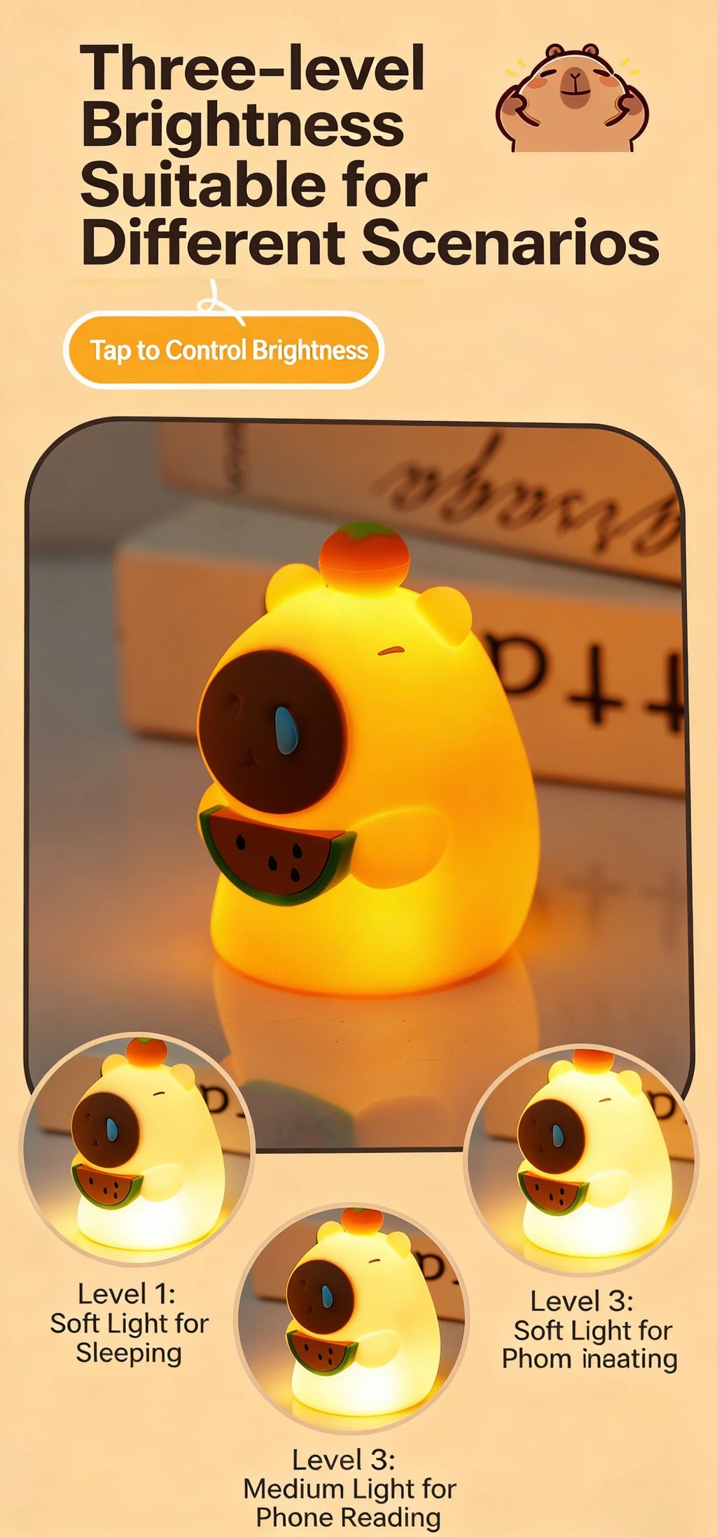 CowLost | cute-pear-night-light-7-color-dimmable-touch-controlled-night-light-silicone-stress-reducing-pat-duck-lamp-usb-rechargeable-1 |10