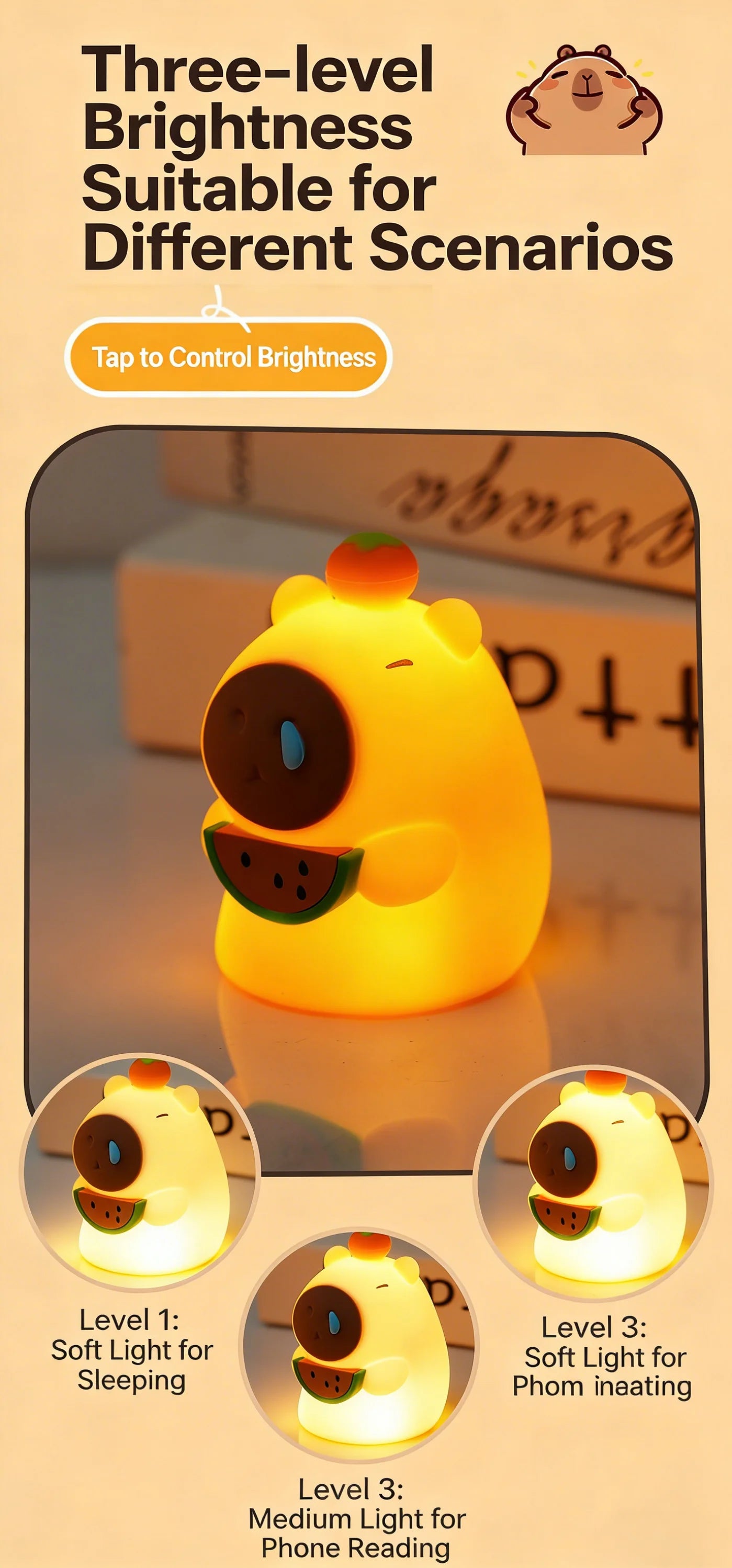 CowLost | cute-pear-night-light-7-color-dimmable-touch-controlled-night-light-silicone-stress-reducing-pat-duck-lamp-usb-rechargeable-1 |10