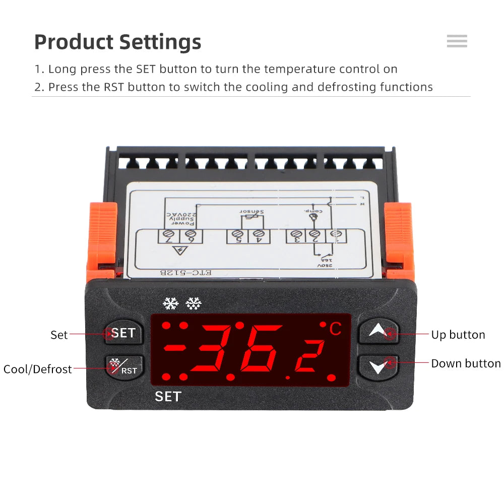 Digital Temperature Controller Thermostat AC 110V/220V DC 12-24V Relay LED Heating Cooling Thermoregulator
