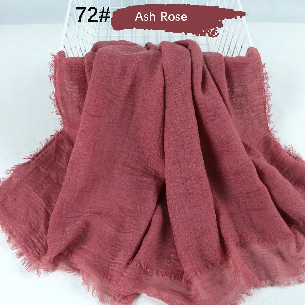 180X90CM Muslim Women Crinkle Hijab Soft Cotton Scarf