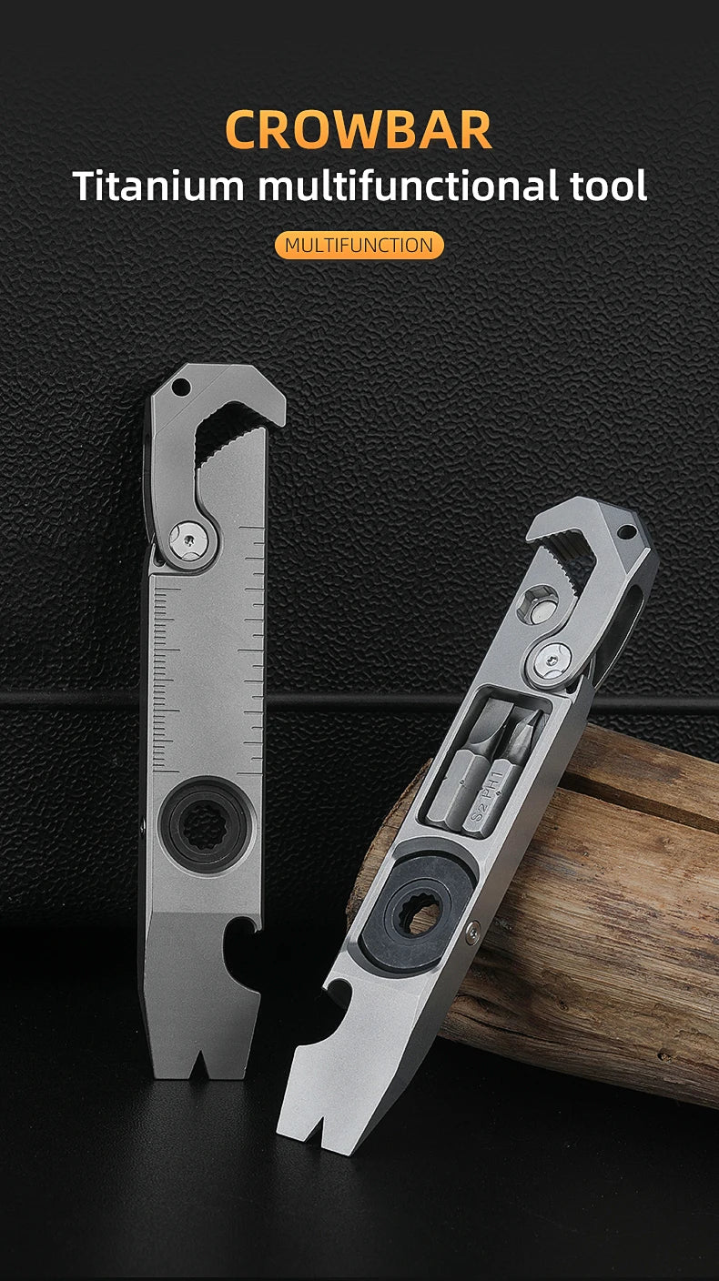 CowLost | tools-tc4-titanium-alloy-crowbar-edc-tool-set-with-screwdriver-wrench-and-eternal-pen-for-outdoor-camping-gift |13