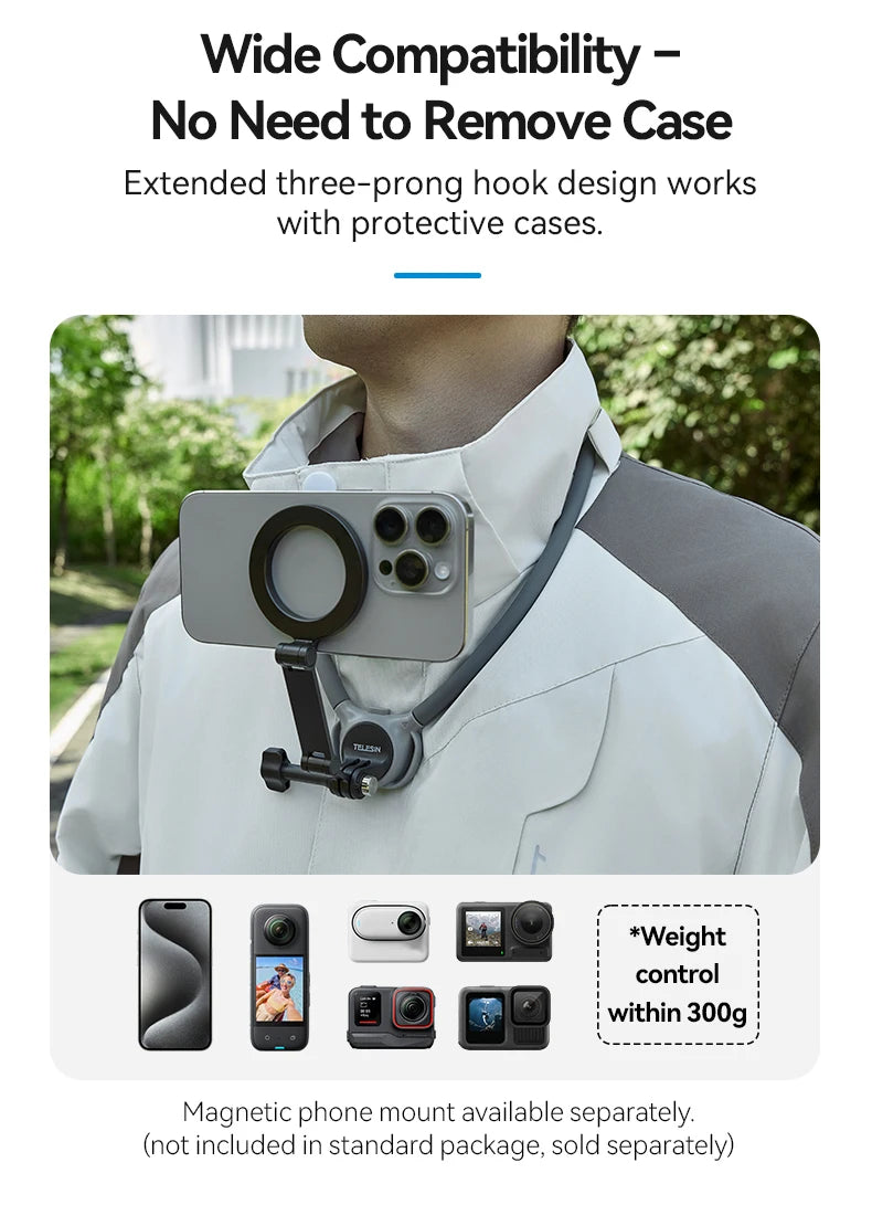 CowLost | telesin-phone-action-camera-2-in-1-neck-hold-mount-for-gopro-insta360-dji-osmo |15