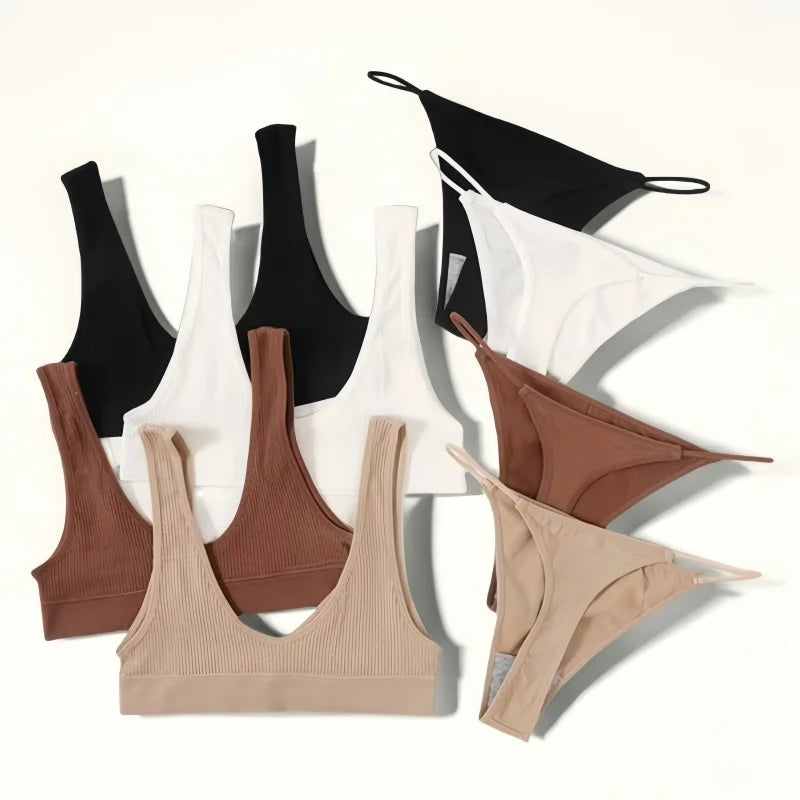 CowLost | product_id-women-seamless-u-neck-push-up-bra-low-waist-brazilian-thong-set |1