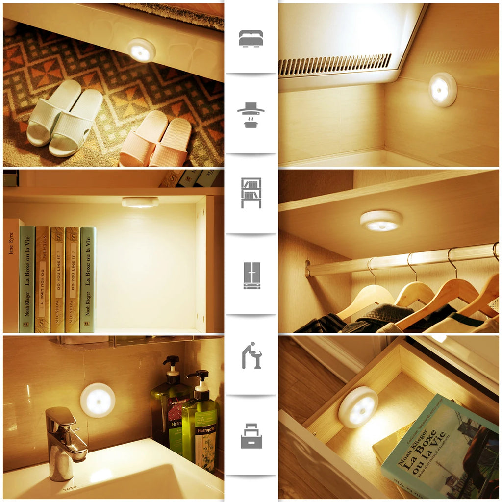 AMIR Cordless Battery-Powered Motion Sensor LED Night Light for Stair, Hallway, Bedroom, Kitchen