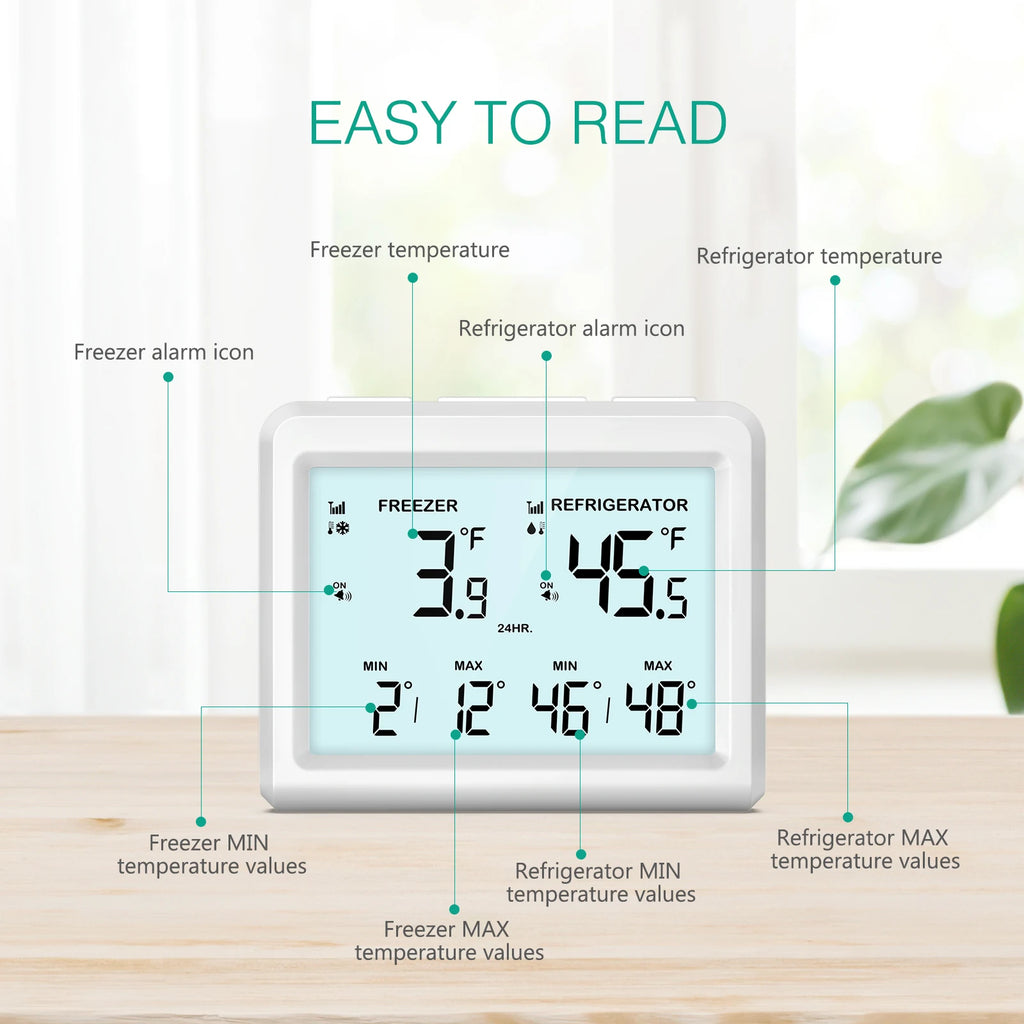 ORIA Wireless Digital Refrigerator Thermometer with 2 Sensors