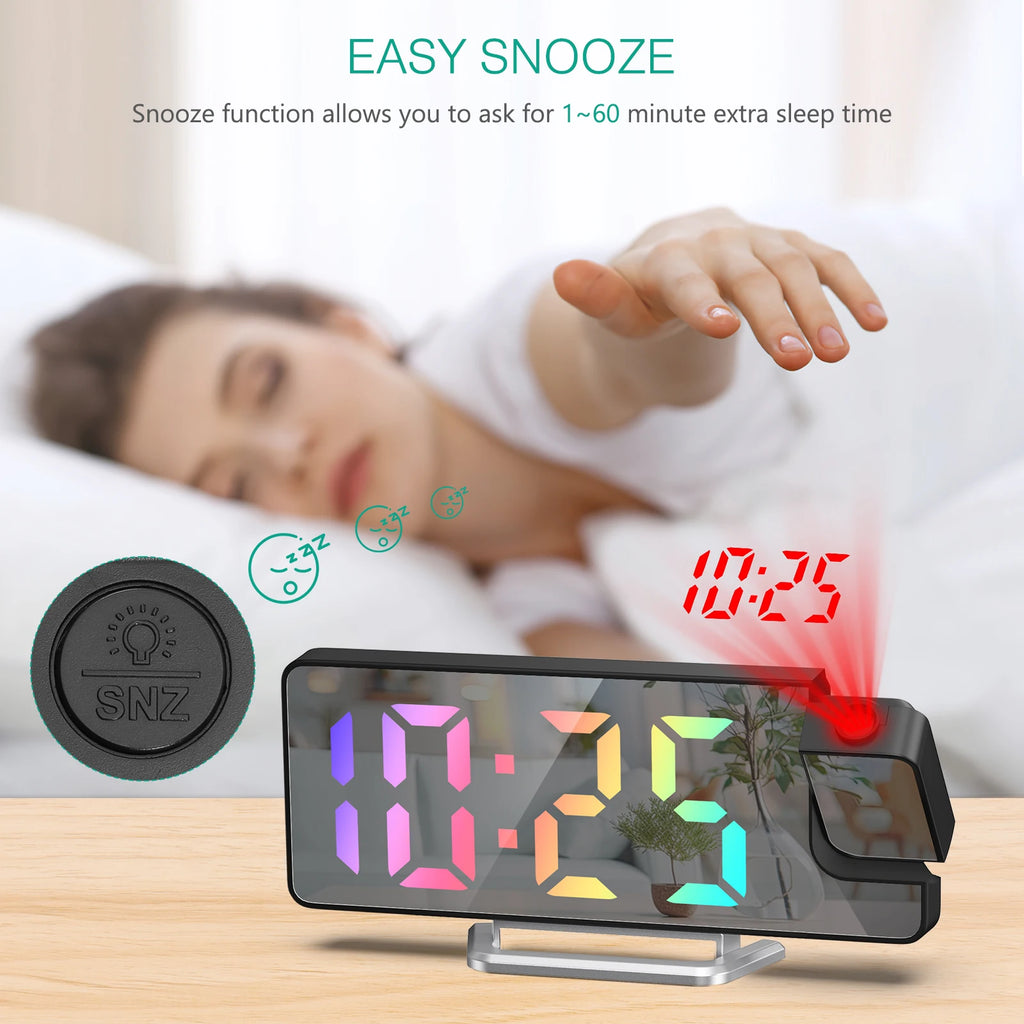 ORIA LED Projection Alarm Clock with Large 7.9" Screen, Date & Temperature Display
