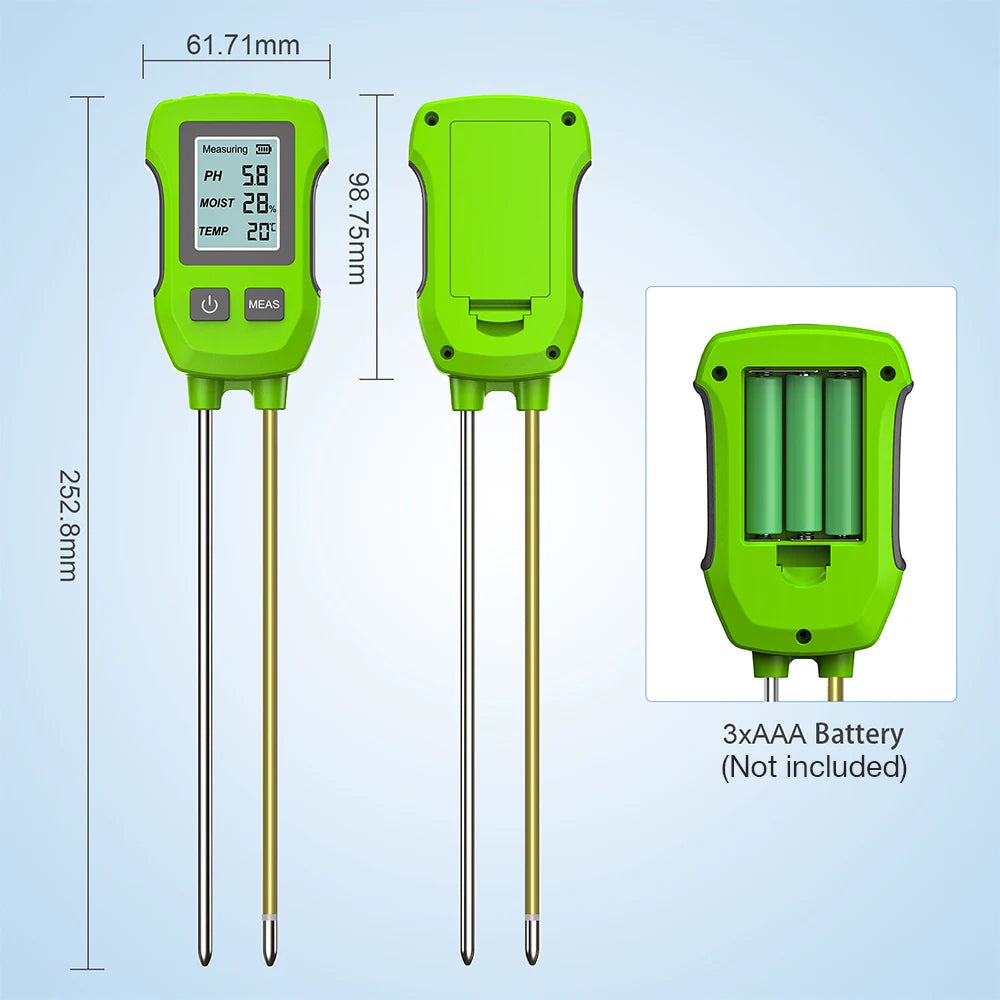 3-in-1 Digital Soil Tester PH Moisture Temperature Meter with LCD for Garden Plants