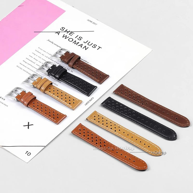 CowLost | product_id-breathable-genuine-cowhide-leather-watch-strap-18mm-22mm-for-tag-heuer-seiko-replacement |5