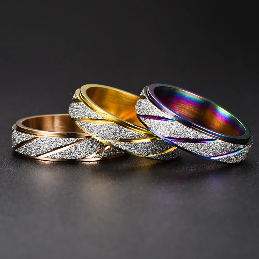 Trendy Frosted Stainless Steel Rings for Women & Men, Sizes 6-11, Wholesale Dropshipping