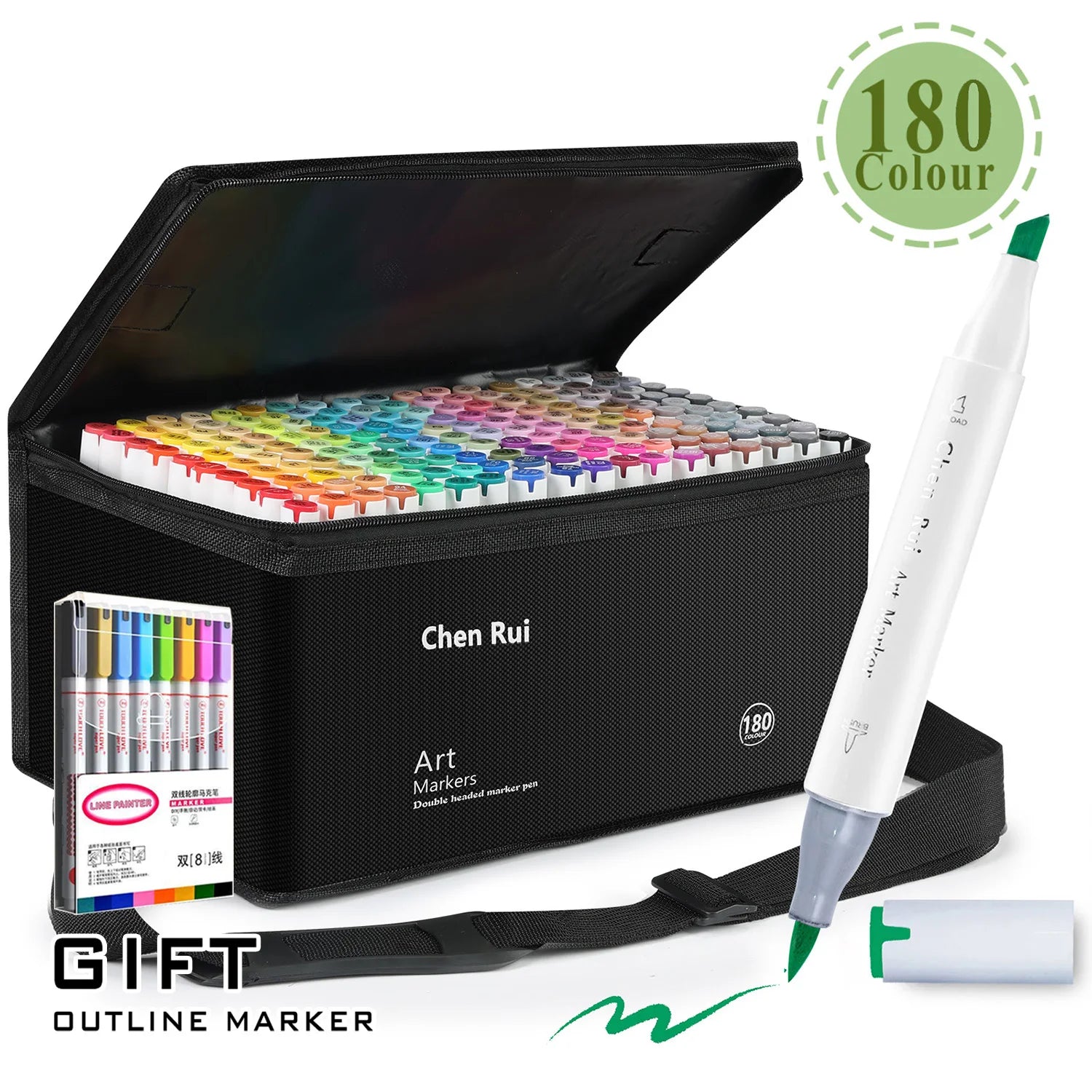 CowLost | product_id-120-color-dual-tip-brush-chisel-permanent-marker-set-with-base-outline-markers-and-refillable-pens |17