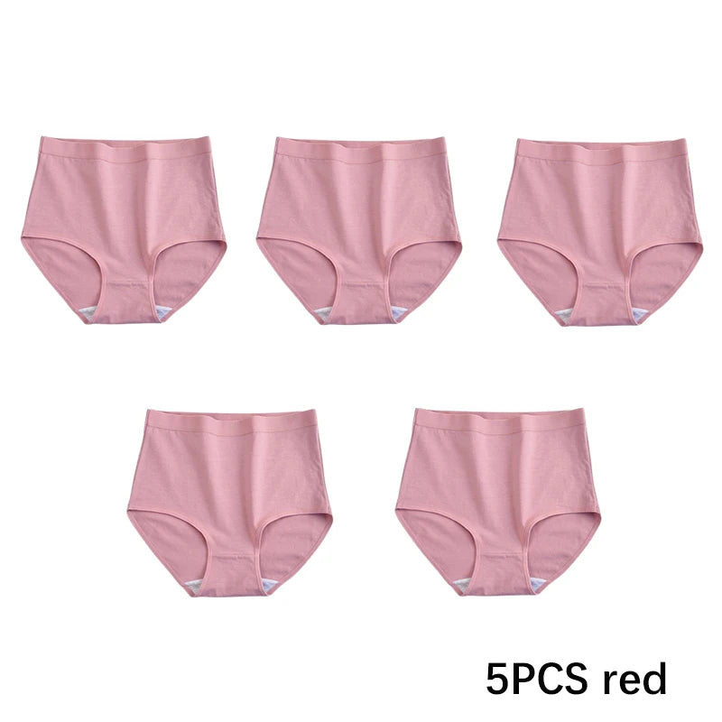 CowLost | product_id-fallsweet-5pcs-women-s-plus-size-cotton-seamless-solid-briefs |9