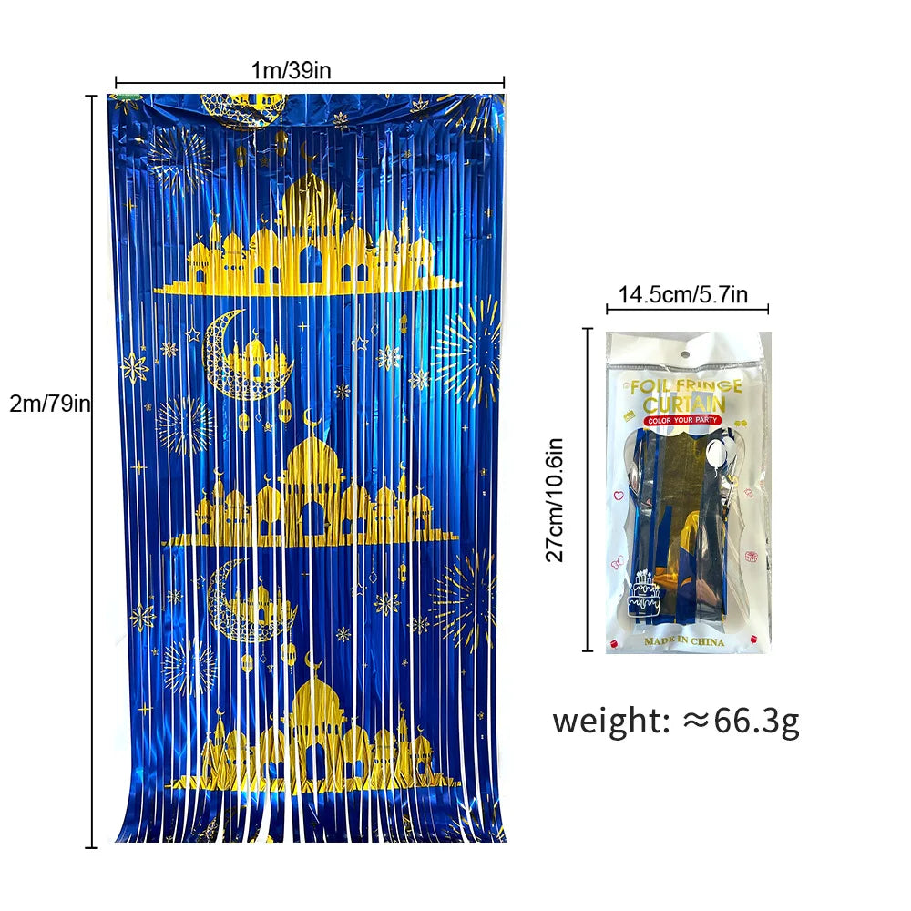 CowLost | eid-mubarak-foil-curtain-backdrop-metallic-tinsel |3