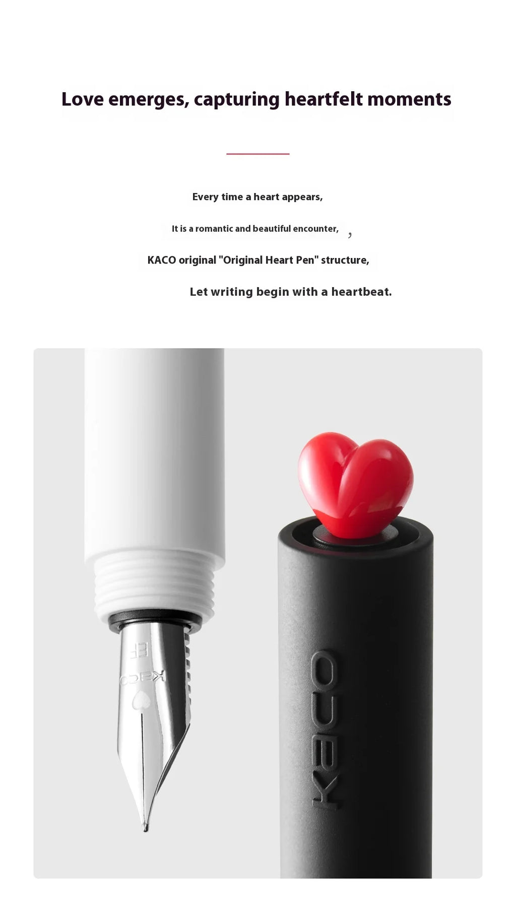 CowLost | product_id-kaco-first-love-fountain-pen-rotating-cap-ef-fine-nib-pocket-size-black-white-smooth-writing-calligraphy-gift |8