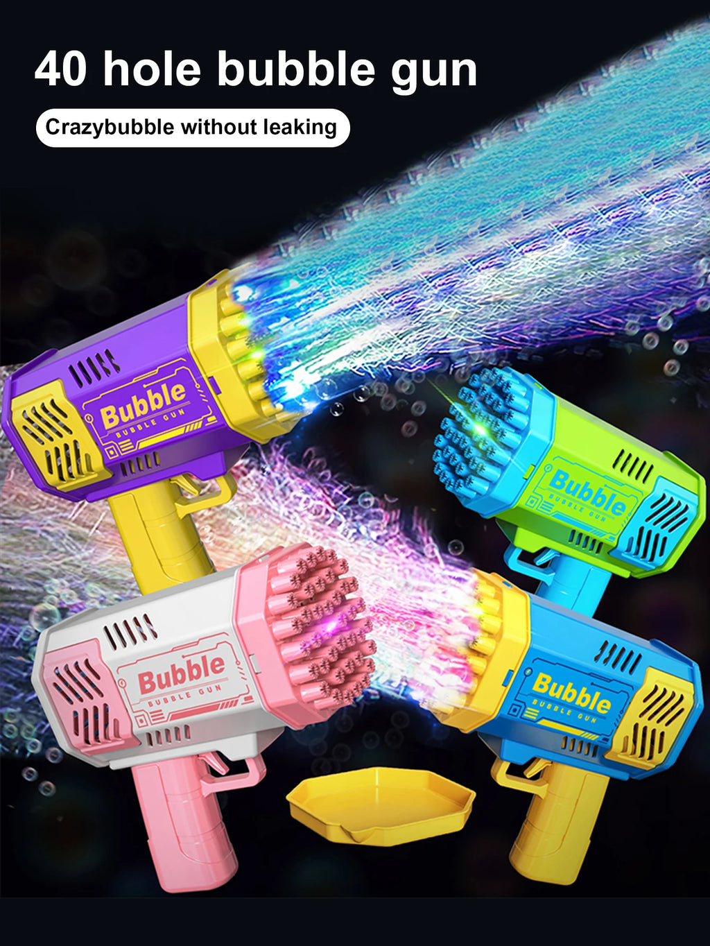 CowLost | product_id-childrens-40-hole-portable-automatic-bubble-gun-toy-with-light-no-battery-needed |7