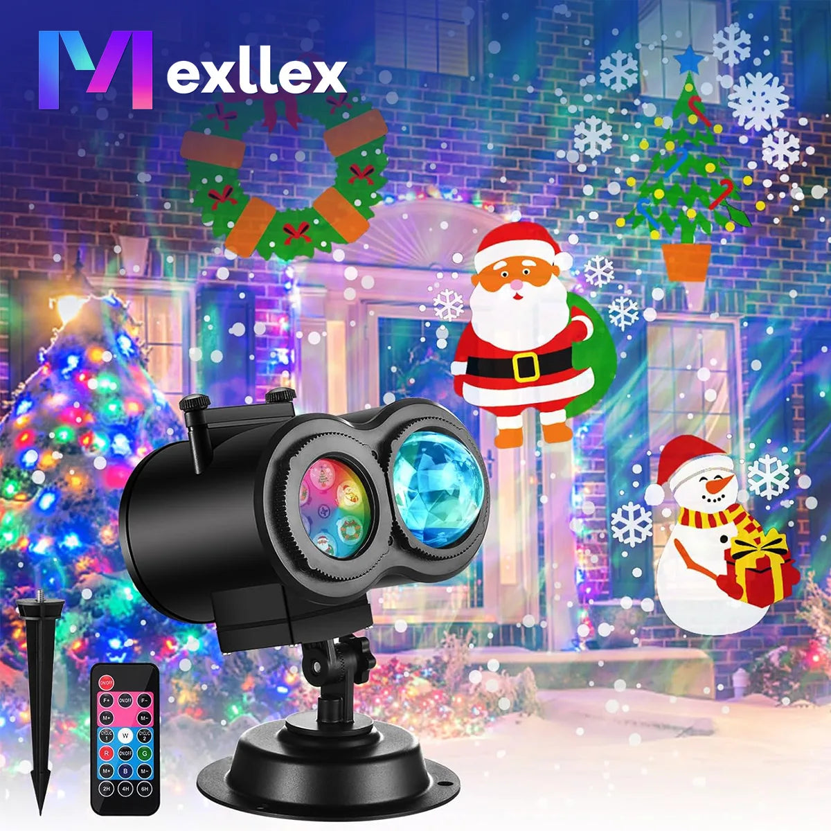 Halloween Christmas Outdoor Projector Lights 16 HD Slides 2-in-1 Water Wave Lamp with Timer & Remote
