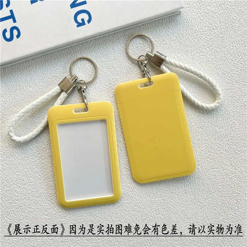 1Pc Solid Color Student Bus ID Card Protective Cover