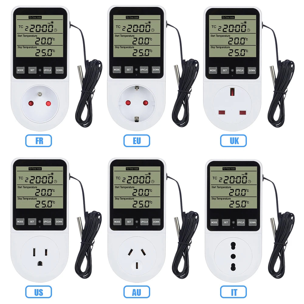 LCD Timer Socket Thermostat Temperature Controller AC110-230V for Heating Cooling