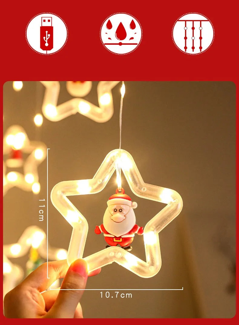 CowLost | product_id-led-usb-christmas-star-santa-curtain-string-lights-for-bedroom-and-living-room |16