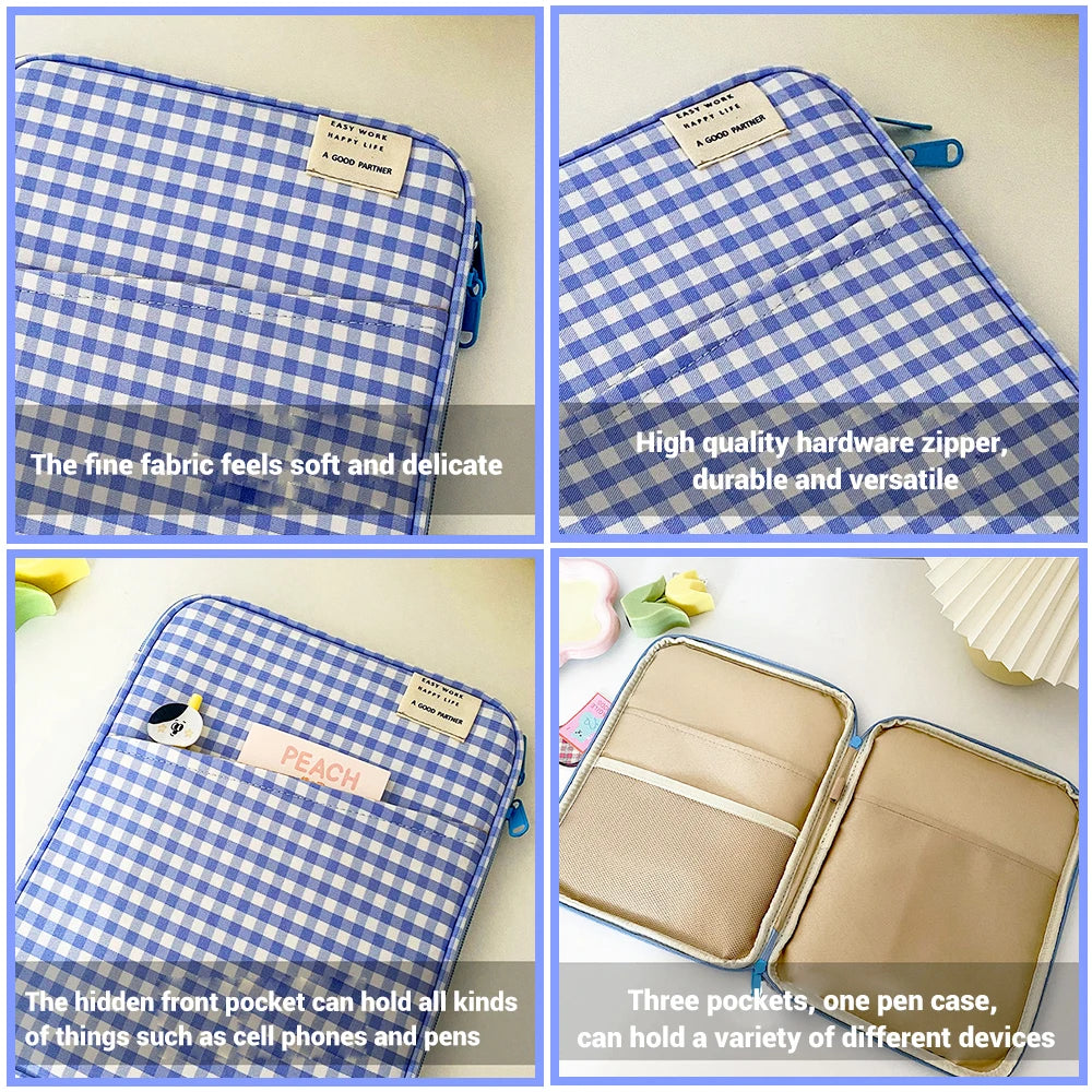CowLost | grid-cases-tablet-sleeve-bag-7-9-12-9-inch-handbag-for-ipad-pro-samsung-xiaomi |4