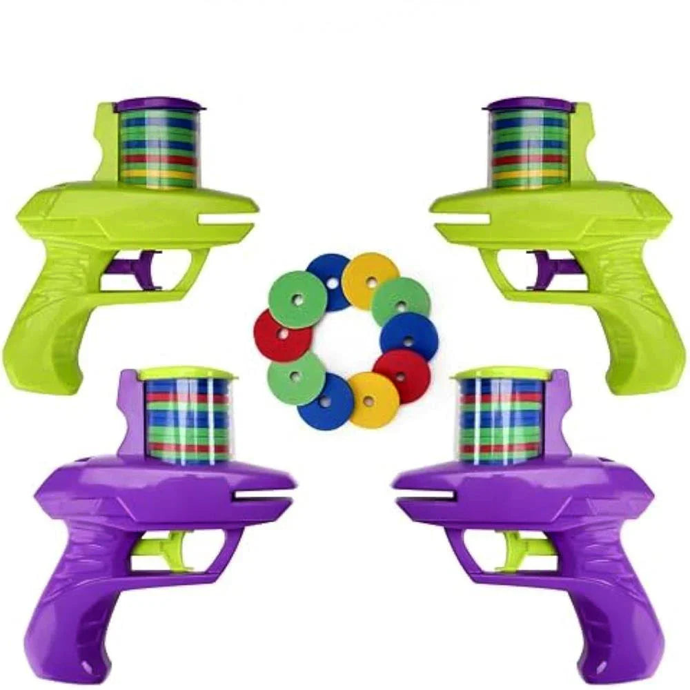 Kids Outdoor Foam Disc Shooting Launcher Toy Double Parent-Child Interactive Gift