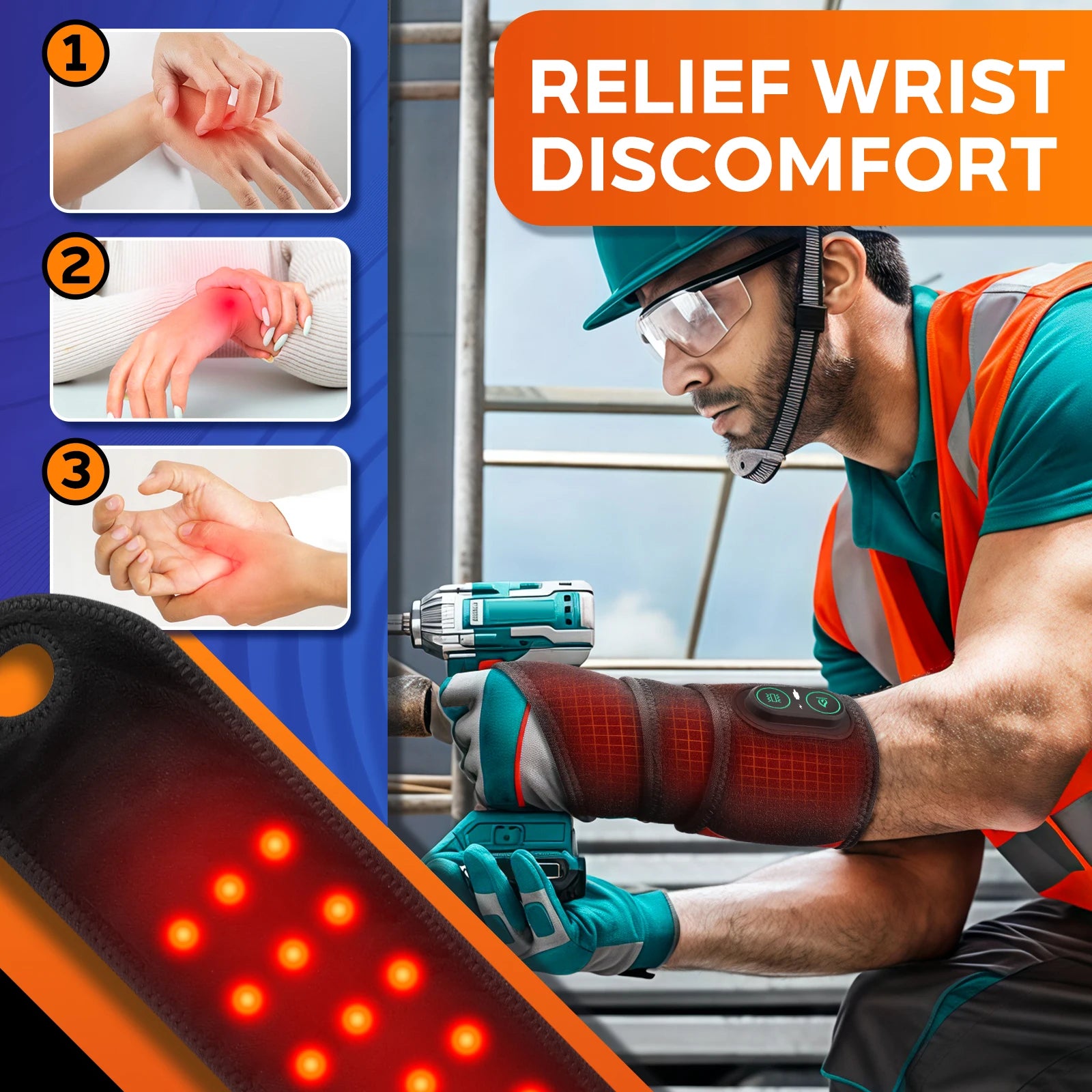 CowLost | electric-heating-wrist-guard-3-levels-hot-compress-massage-wrist-brace-ankle |3