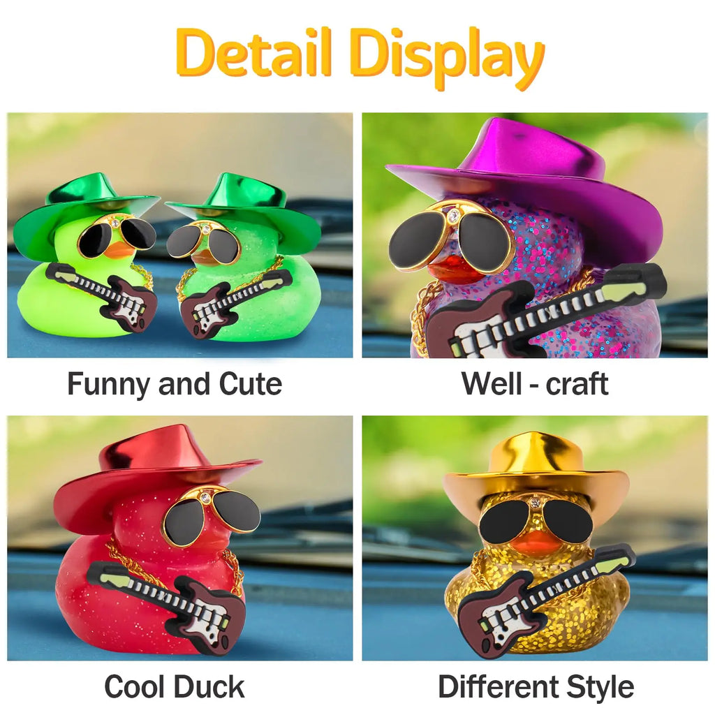 CowLost | product_id-laser-cowboy-hat-rubber-duck-car-dashboard-ornament-with-glasses-and-necklace |4
