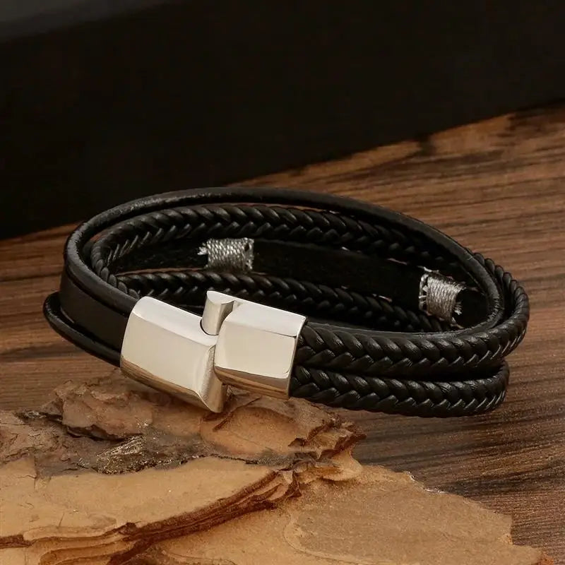 CowLost | jiayiqi-trendy-leather-cord-men-bracelet-metal-animal-gecko-pattern-bracelet |5