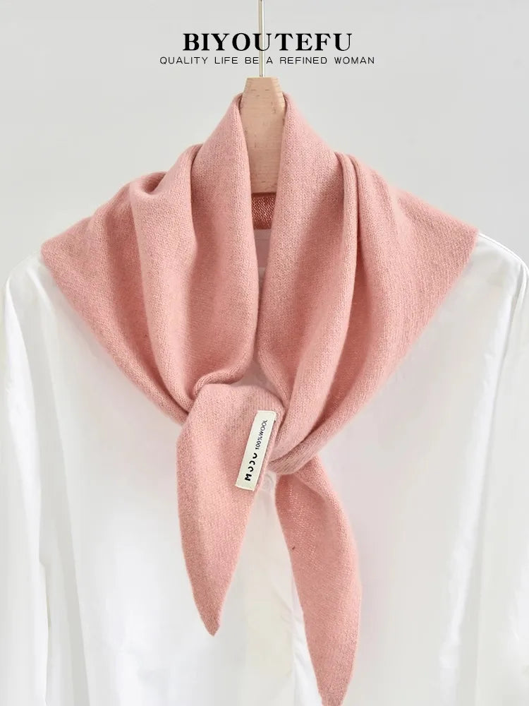 CowLost | australian-wool-knitted-triangle-scarf-shawl-womens-autumn-winter-warm-neck-protection-scarf |19