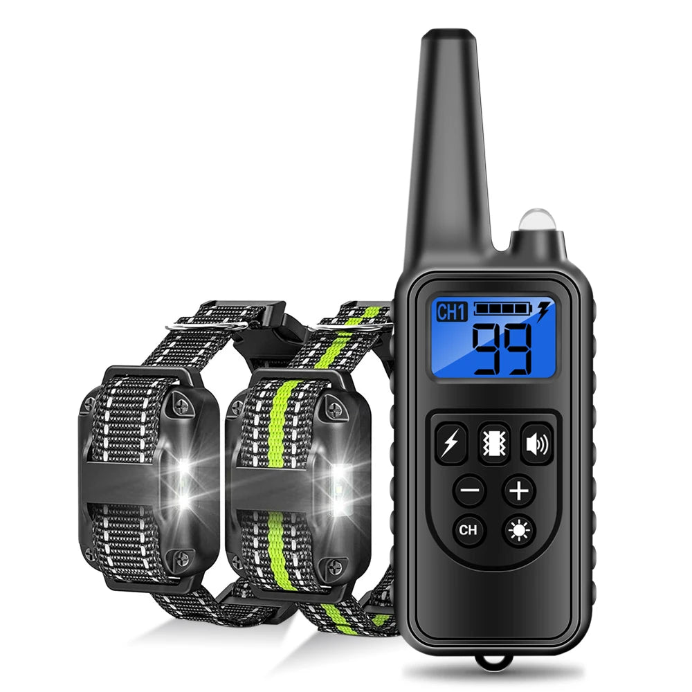 800m Waterproof Rechargeable Electronic Dog Training Collar with Nylon Rope Stop Barking