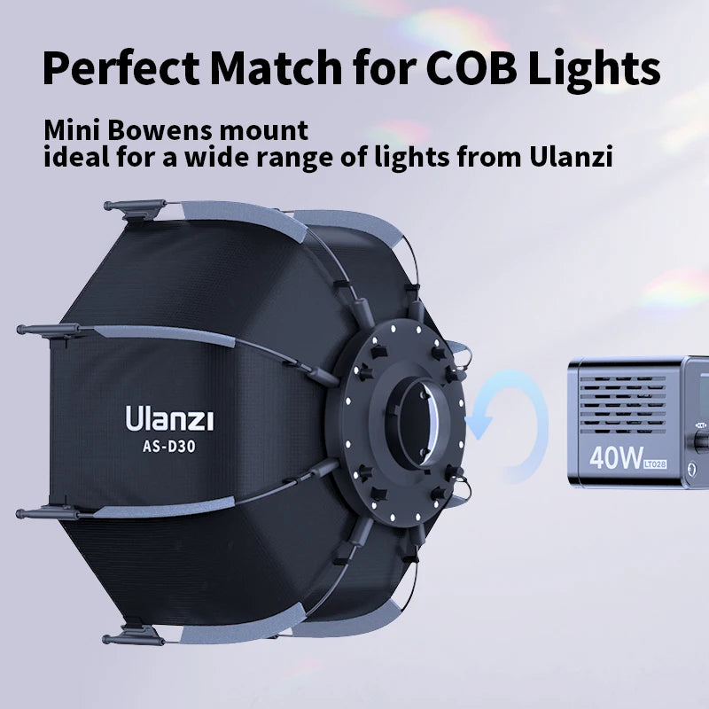 CowLost | ulanzi-as-d30-30cm-octagonal-softbox-quick-pack-light-box-with-mini-bowens-mount-for-40w-cob-video-light |3