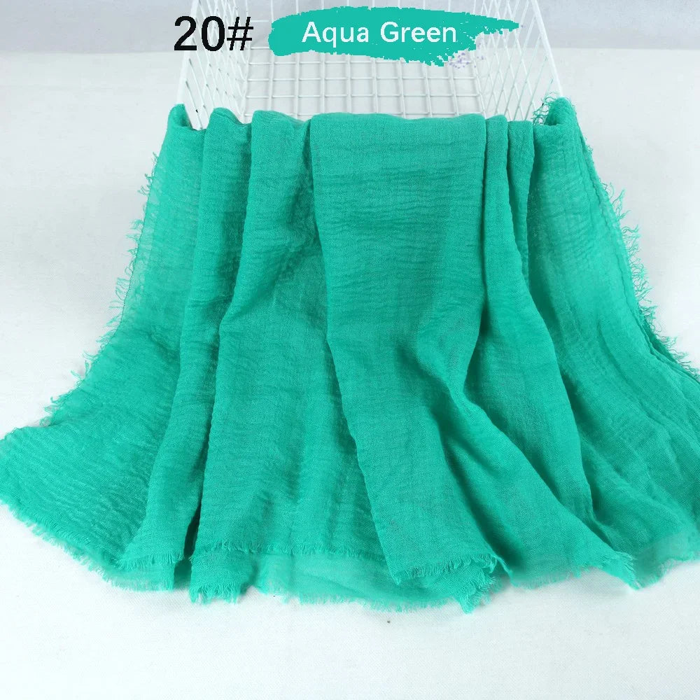 180X90CM Muslim Women Crinkle Hijab Soft Cotton Scarf